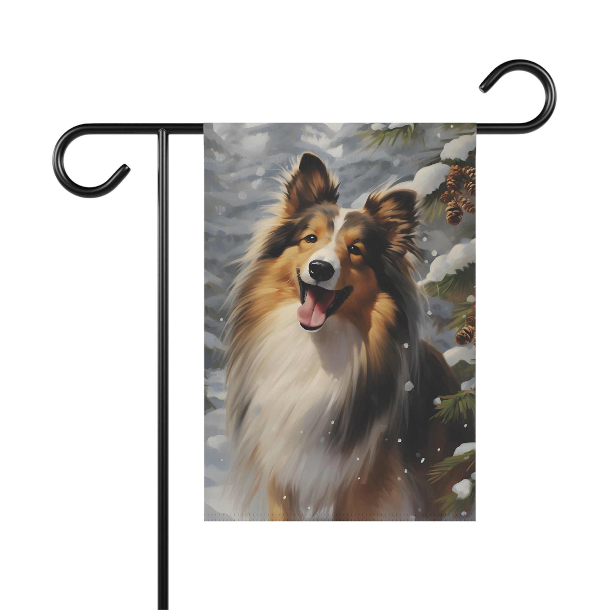 Sheltie Winter Garten Flagge - Geschenk für Hundemama Hundepapa Hundeliebhaber - Outdoor Hunde Deko Gartendekoration - Weihnachtsdeko - Sheltie