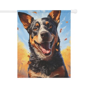 Blue Heeler Fall Flag - Birthday Housewarming Gift for Australian Cattle Dog Mom Dog Dad Dog Lover House Decoration Thanksgiving Home Decor