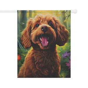 Red Cavapoo Spring Flag - Gift for Dog Mom Mother's Day Birthday VDay Christmas Outdoor House Home Decor Summer Garden Decoration - Apricot