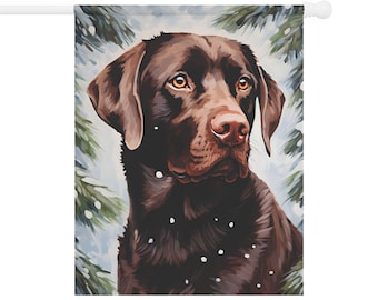 Bruine labrador wintervlag - cadeau voor hond moeder hond vader of hondenliefhebber - kerstdecor hond buiten - tuindecoratie - chocolade lab decor