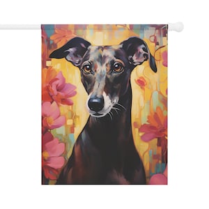 Black Greyhound Spring Flag - Gift for Dog Mom Mother&#39;s Day Birthday Valentine&#39;s Day Christmas - Outdoor Spring Home Decor Garden Decoration