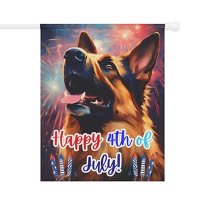 German Shepherd 4th of July Flag - Gift for Dog Mom Dog Dad or Dog Lover - Outdoor Decor - Black Tan - Garden Decoration - July 4th Yard Art