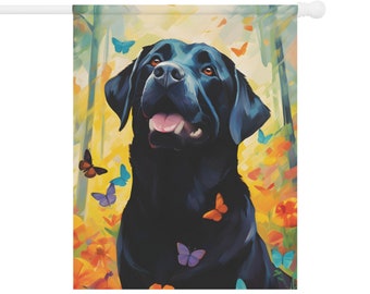 Zwarte Labrador Huisvlag - Cadeau voor Hond Moeder Hond Papa Moederdag Verjaardag - Buiten Lente Decoratie Tuin Home Yard Decor - Zwart Lab