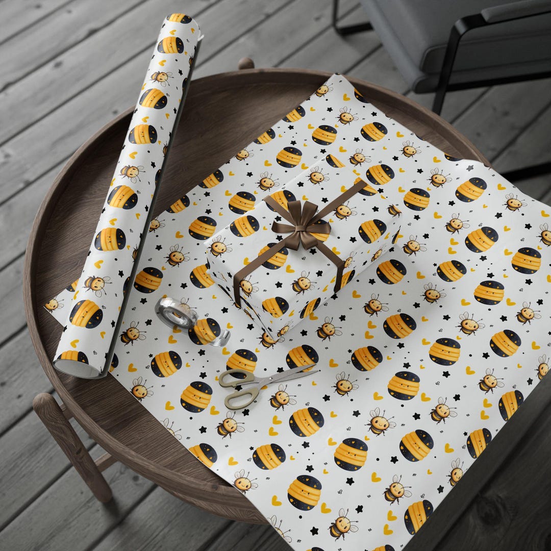 Pibble Wrapping Paper Bumble Bee Wrapping Paper - Perfect for Baby Showers, Birthdays ...
