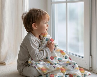 Hot Air Balloon Swaddle Set | Blanket & Bow Bundle and Car Seat Cover