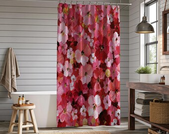 Oil Painting Floral Shower Curtain | Cottagecore Botanical Bath Decor