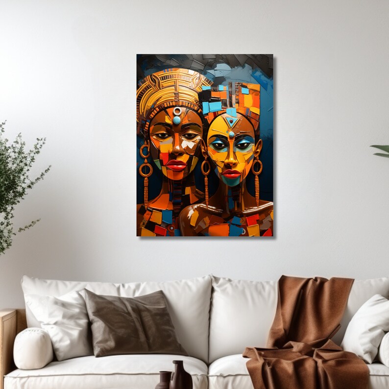 African Canvas, African Woman Wall Art, Wall Decor, Large, Medium