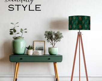 Green Medallion Floor Lamps | Linen Lamp Shades