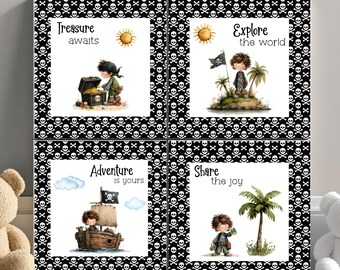 Pirate Wall Art Set, Affirmation Room Decor, Pirate Wall Hanging, Pirate  Prints, Personalize Art