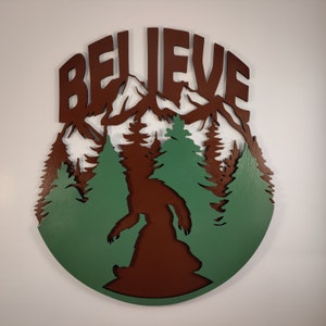 Believe Wall Art/Hanging of Sasquatch/Bigfoot
