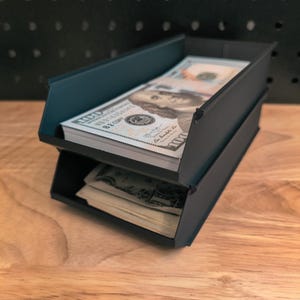 Stackable Cash Box with Front Access – Secure Money Storage, Easy Organization & Quick Access When Stacked (2-Pack)