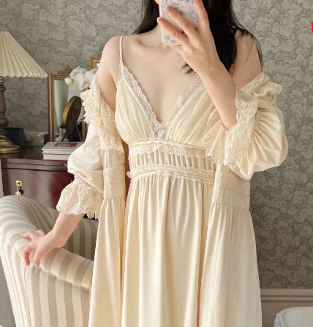 Vintage Cotton Nightgown Victorian Long Night Dress Etsy