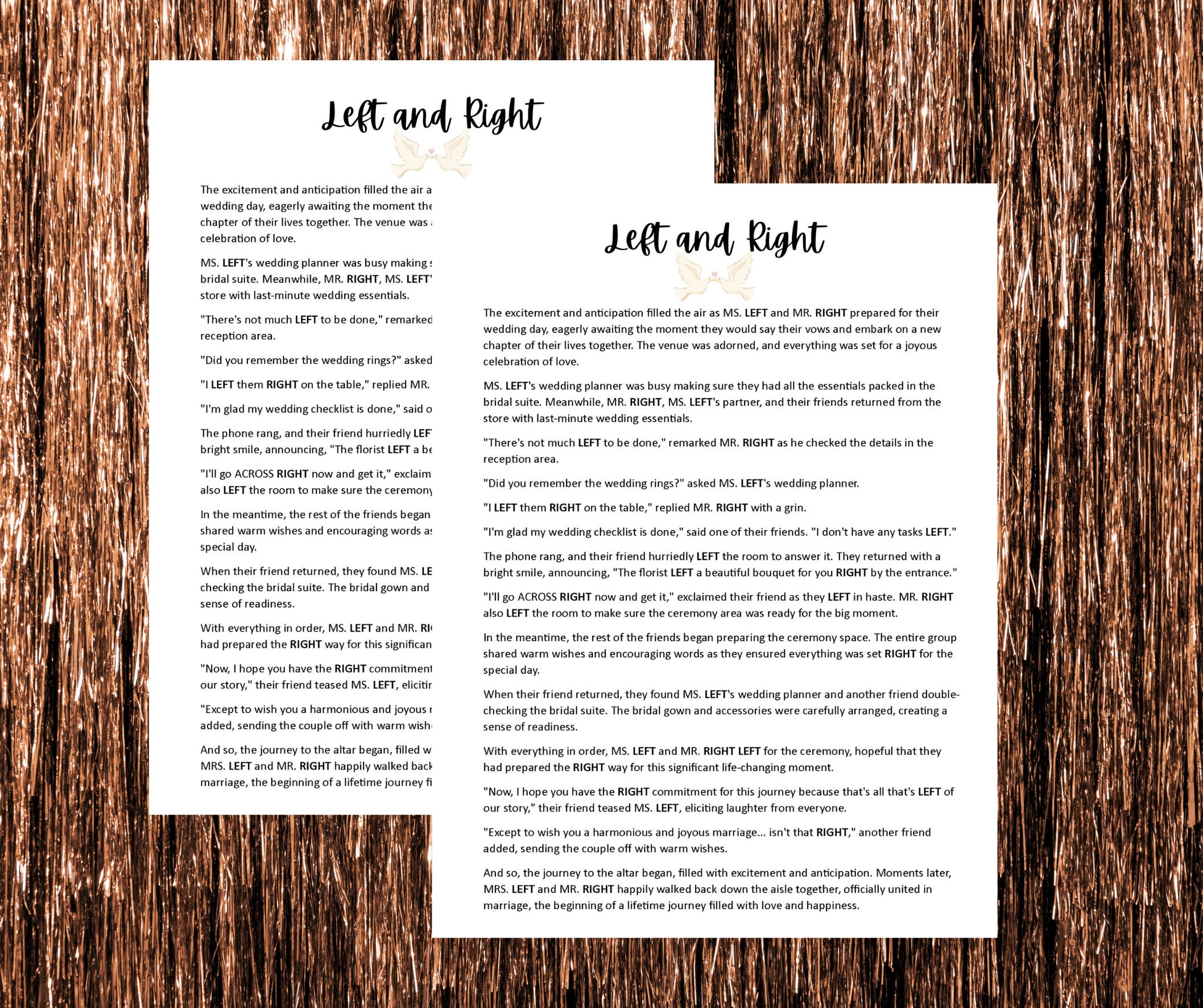 Left Right Game, Left &amp; Right Bridal Shower Game, Pass the Prize, Fun Game for Wedding Shower ...