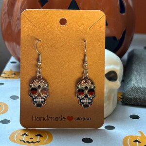 Day of The Dead Earrings | Halloween Earrings - Sugar Skull (Style #3)