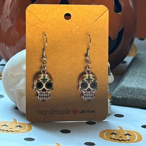 Day of The Dead Earrings | Halloween Earrings - Sugar Skull (Style #2)