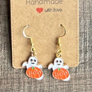 Pumpkin Ghost Halloween Earrings