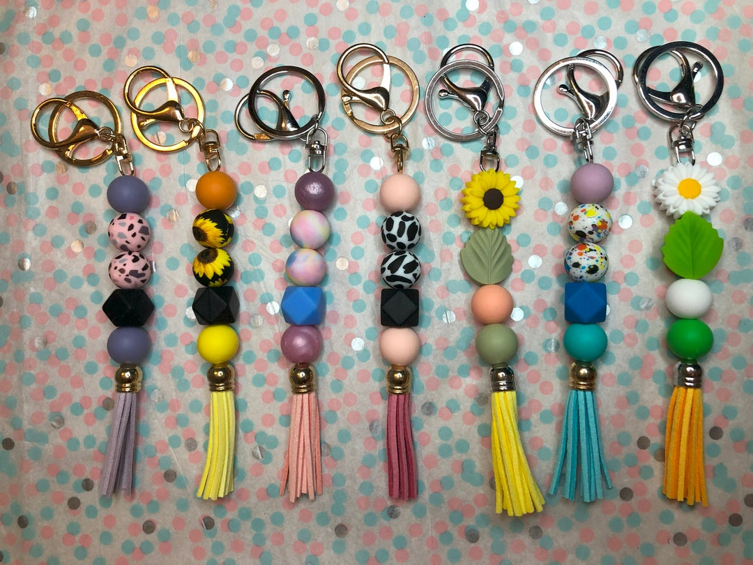 Silicone Bead Keychain Sunflower Keychain Daisy Keychain Jawbreaker