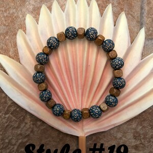 Wooden Bead Bracelets | Boho Bracelets | Boho Gifts | Stackable Bracelets | Boho Jewelry | Boho Accessories | Style #19 | Brown and Blue