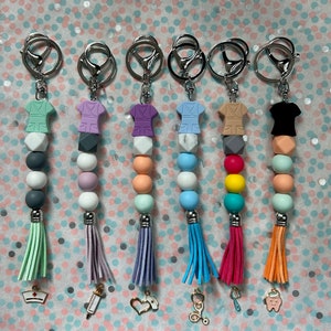 Nurse Keychain | Silicone Bead Keychain | Nurse Gift | Scrubs Keychain | Doctor Keychain | Doctor Gift | Medical Gift | Medical Keychain