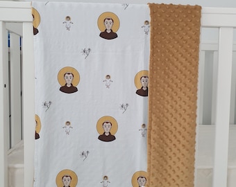 Saint Anthony Blanket, Catholic Baby Blanket, Saint baby blanket, Newborn gift, Baby shower gift, Nursery blanket, 110cm x 70cm