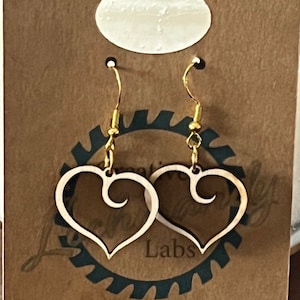 Delicate Heart Wooden Earrings