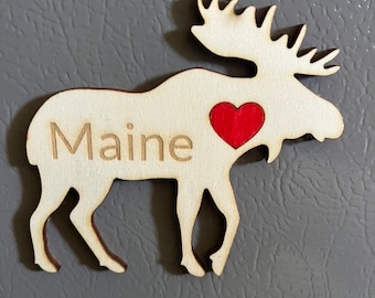 Maine Moose Wooden Magnet