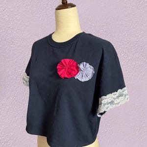3D Flower and Lace Crop Top