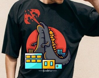 Camiseta Kaiju - Camiseta unisex inspirada en Godzilla - Camiseta con estampado DTG de monstruos de películas - Sudadera con capucha de cultura pop japonesa - Diseño gráfico de películas