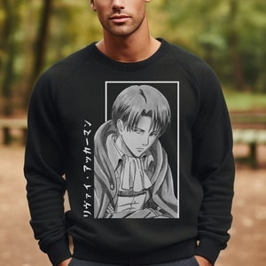 Levi Ackerman-trui Japanse geschreven naam - Attack on Titan Anime fan ronde hals - AOT Art geïnspireerd sweatshirt - Survey Corp-kleding