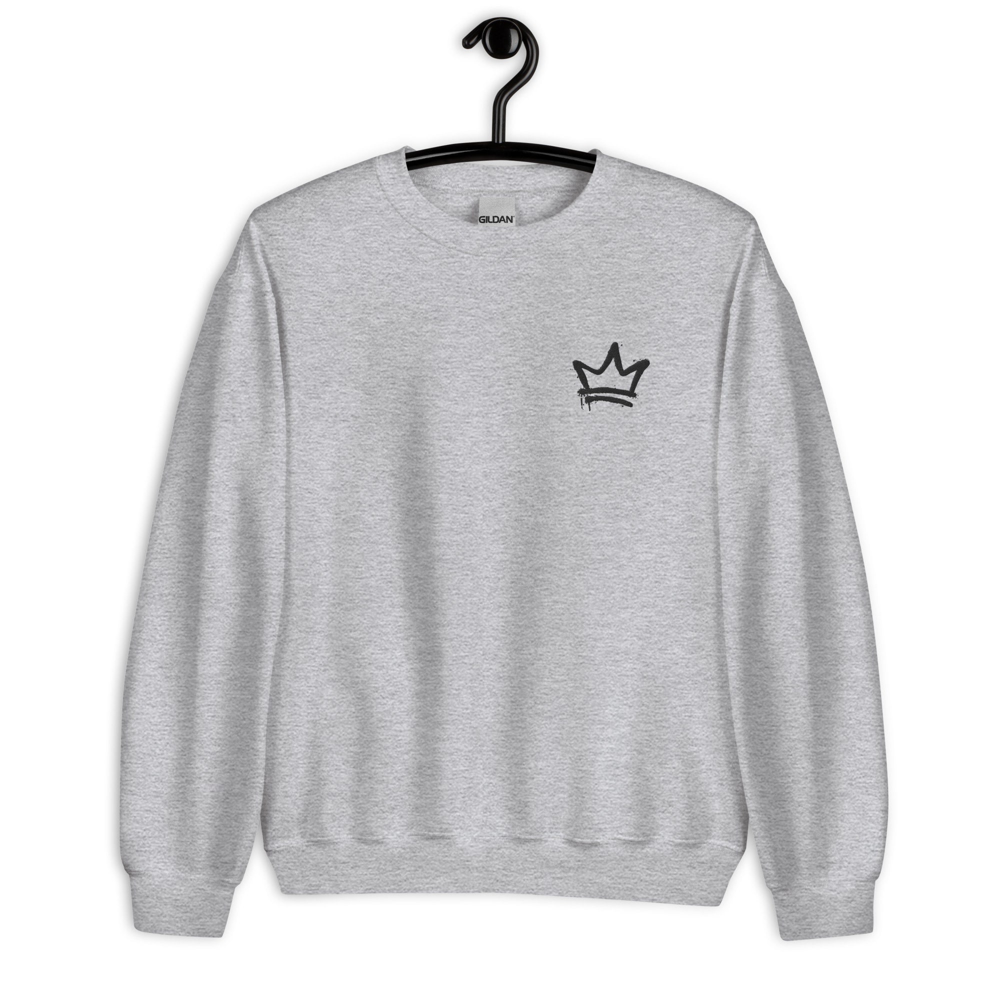 Urban Royalty Graffiti Crown Embroidered Crewneck - Streetwear 