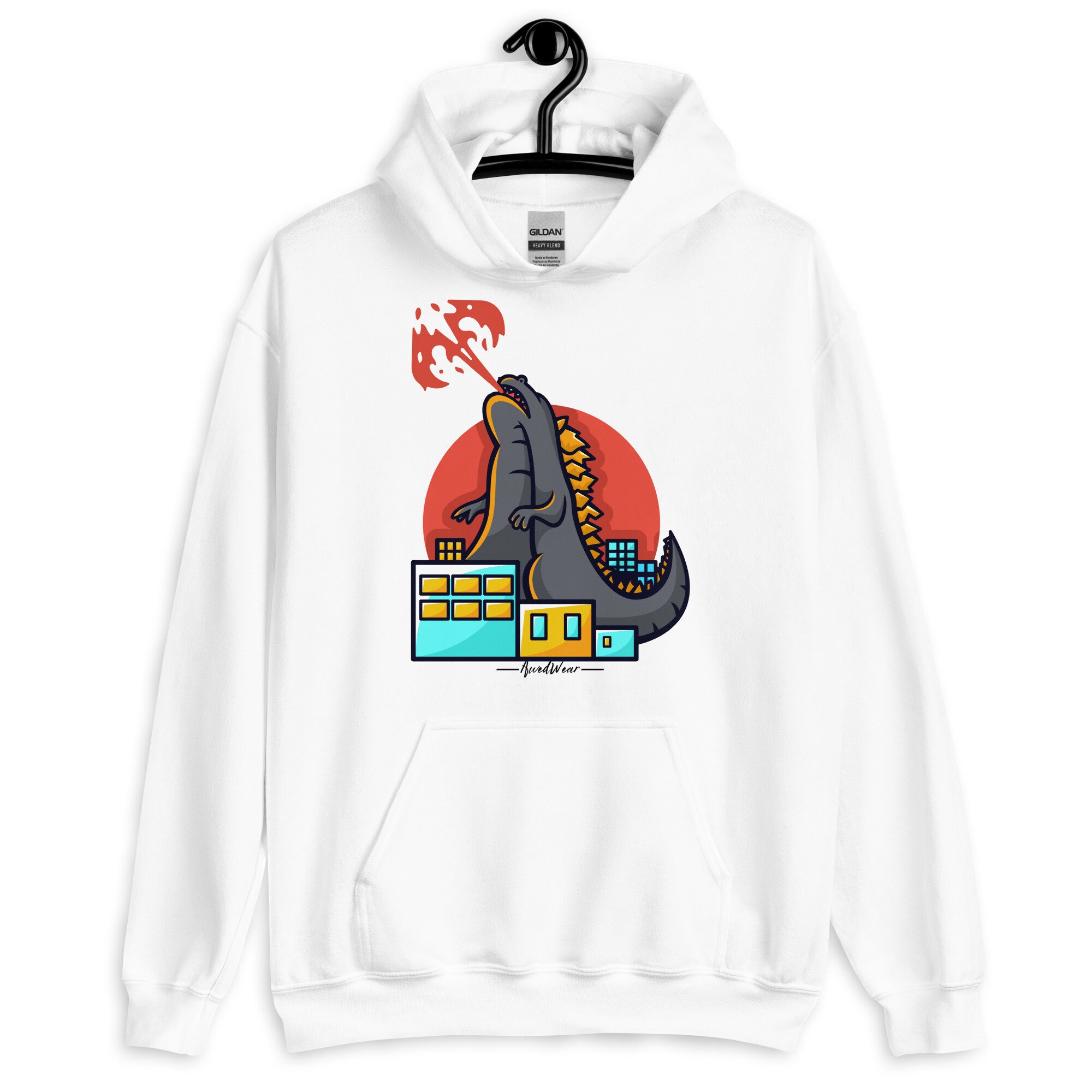 Godzilla Japanese Pattern Print Women's Zip Up Hoodie