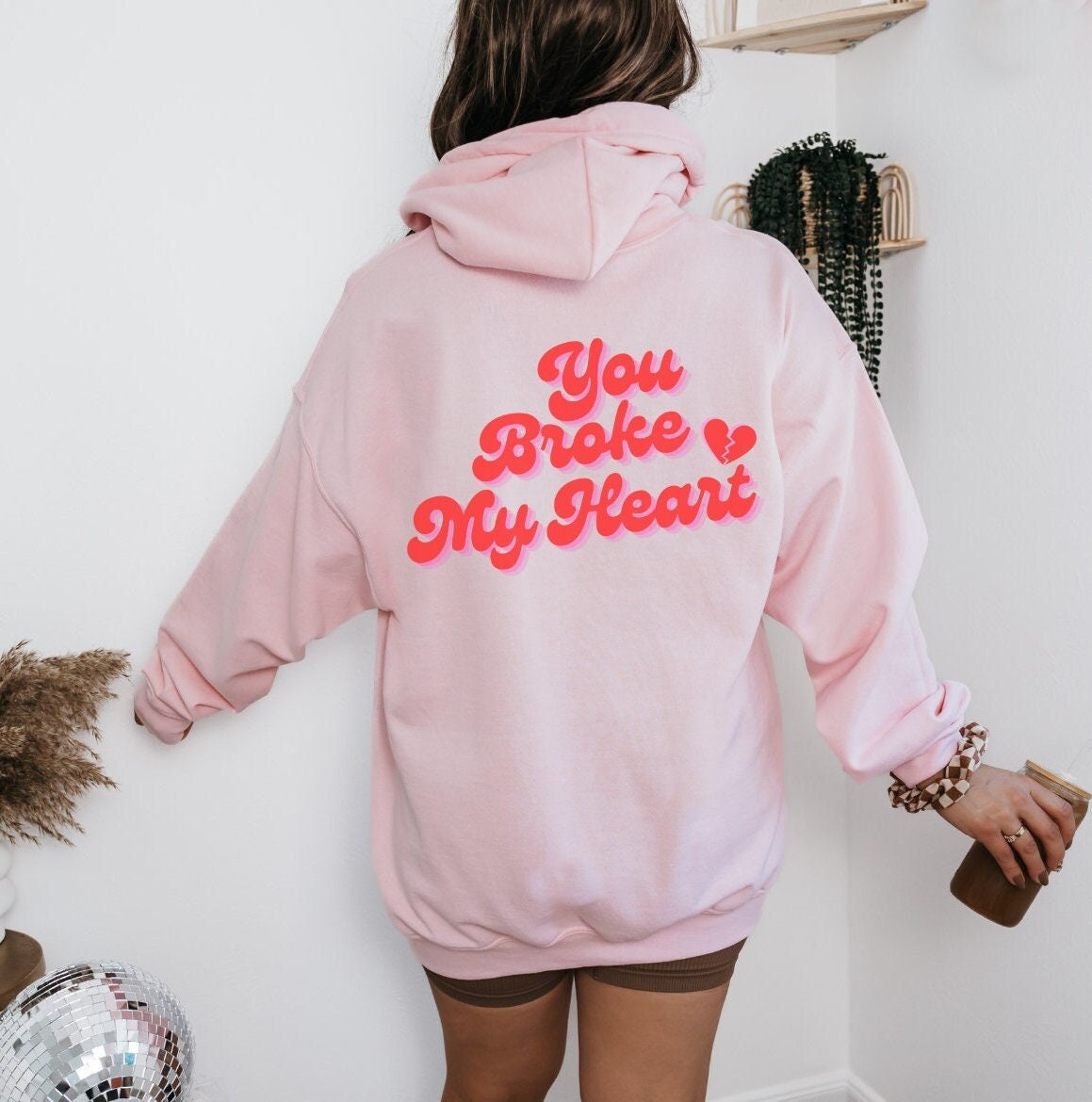 Broken heart embroidered hoodie sweatshirt discount