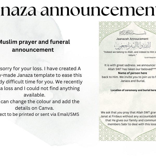 Janazah/Funeral announcement watercolour background