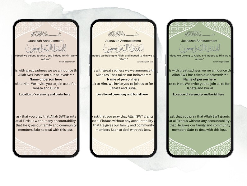 Janazah/funeral Announcement Etsy