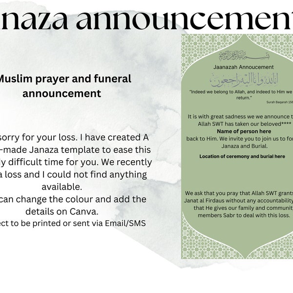 Janazah/Anuncio del funeral