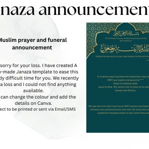 Janazah/Anúncio de funeral elegante verde e dourado