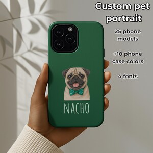 Custom Pet Portrait Phone Case Personalized Dog iPhone and Samsung Case Pet Drawing Gift for Pet Lovers 25 Models, 10+ Colors Personalized