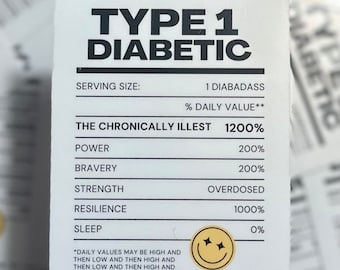 Type 1 Diabetes Facts Vinyl Sticker – Diabetes Awareness Gift for Type 1 or Type 2 Diabetics