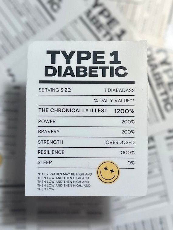 Type 1 Diabetes Facts Vinyl Sticker – Diabetes Awareness Gift for Type 1 or Type 2 Diabetics