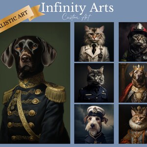 Custom Royal Pet Portrait Painting Dog, Cat & any Other Animal | Canvas Personalized Art Gift
