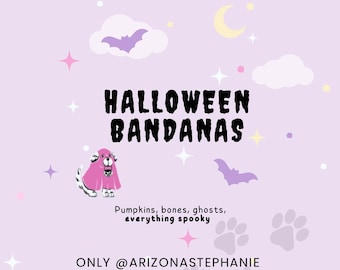 Halloween Dog Bandana: Pumpkins, Skeletons, Skulls, Tarot Cards, Dog Fashion, Spooky Pet Costume