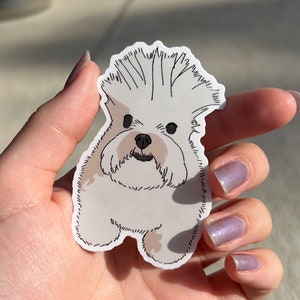 Goofy Hair White Dog Sticker