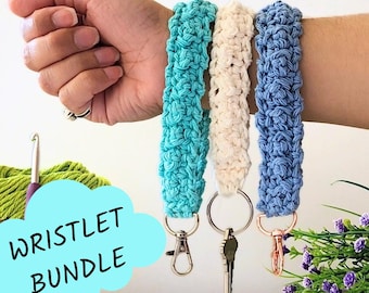 Crochet Keychain Wristlet Pattern Bundle (PDF and Video) | Beginner-Friendly DIY