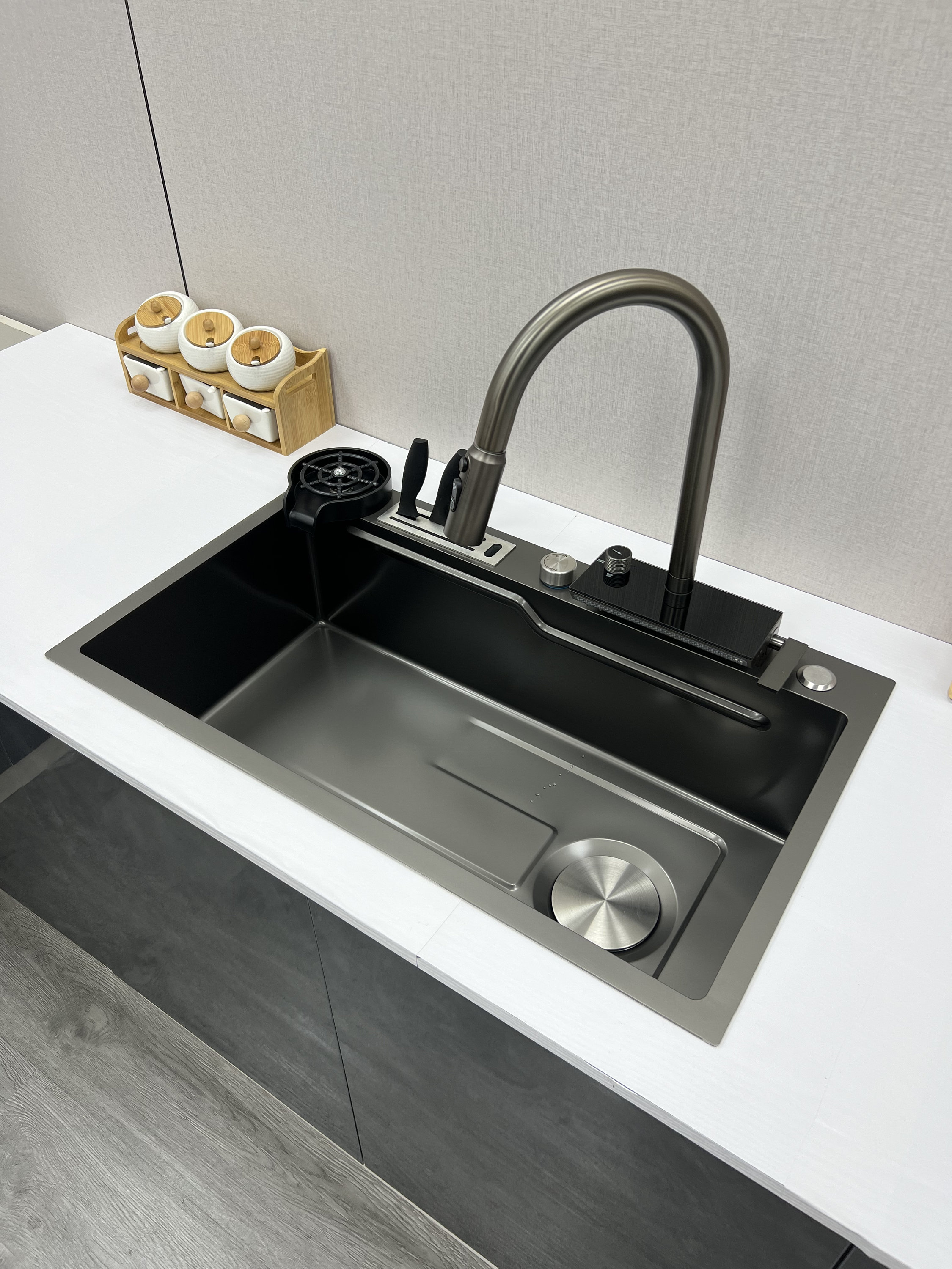 Nano Black Kitchen Sink W NEW DESIGNED Digital Flying Rain Waterfall ...