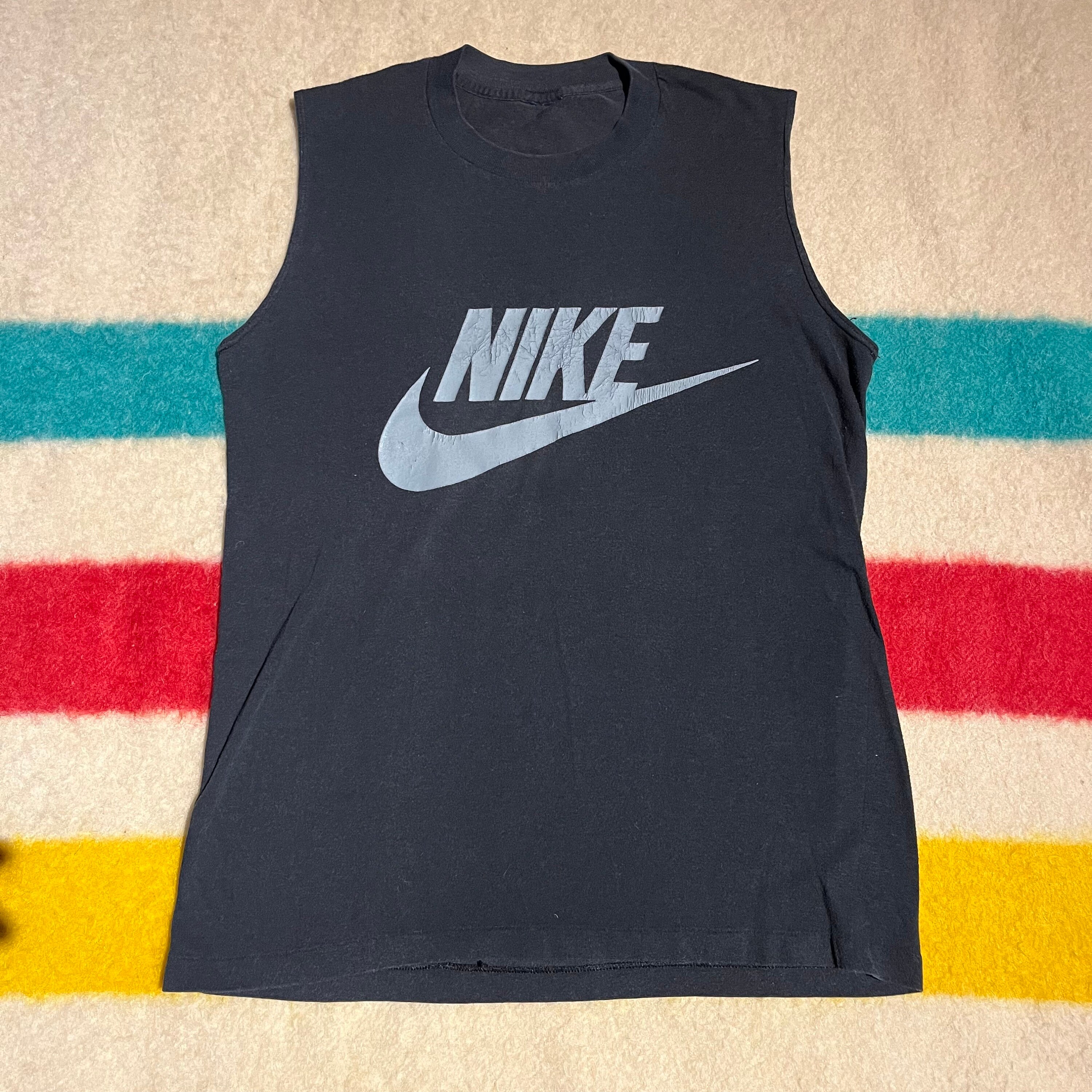 Vintage 1980s Nike Blue Tag Swoosh Shirt Tri Blend Black