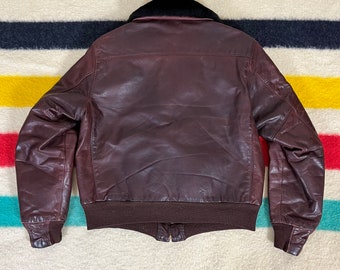 Vintage 1950s/1960s Golden Bear Leather Bomber Flight Jacket Fur
