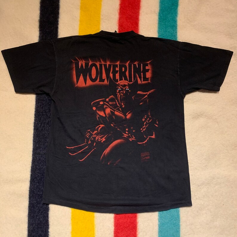 1990er Jahre Marvel Comics X-Men Wolverine Signal Sport Big Print Tee Shirt XL Bild 2