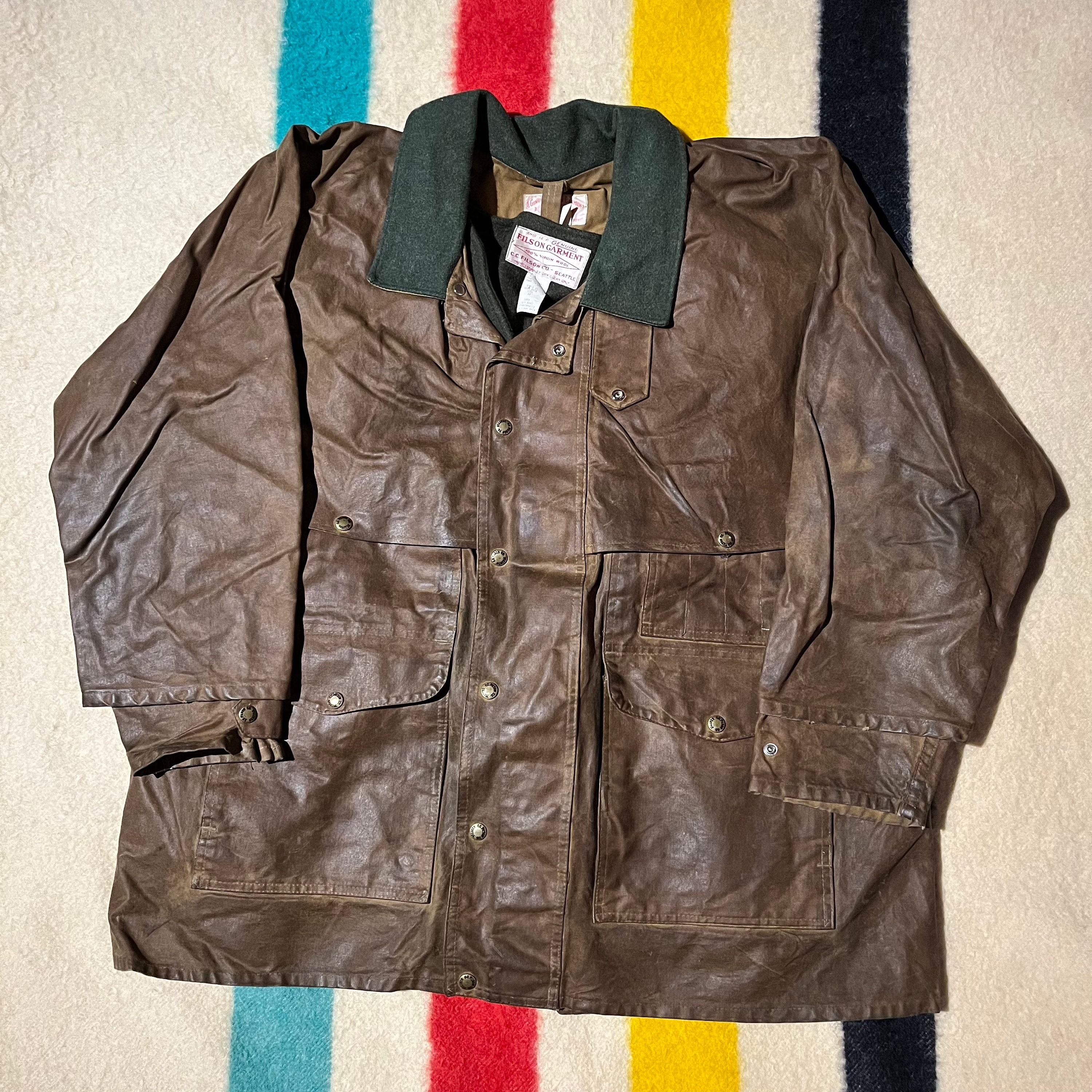 FILSON Wax Fisherman Jacket Brown Cotton Size 38 Used From Japan 