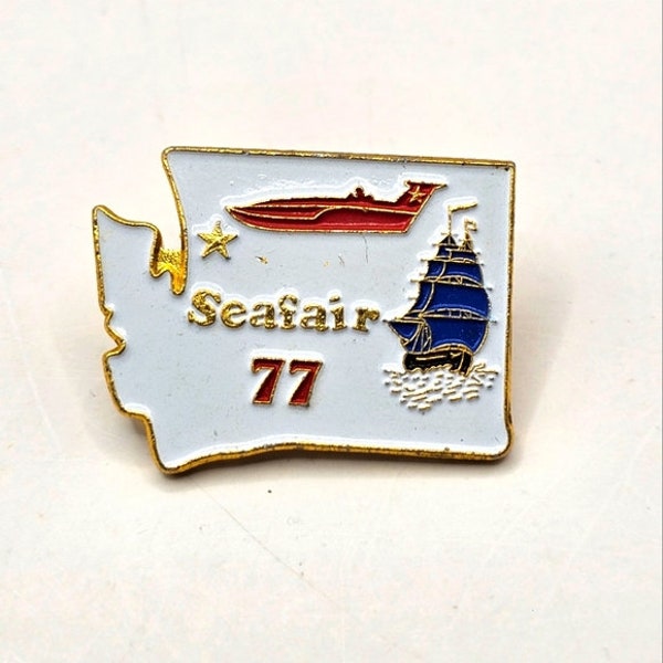 1977 Seattle Seafair Lapel Pin Seattle Pirates Souvenir Hydros Brooch Pinback Costume Fashion Jewelry Collectable Vintage Estate