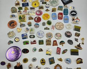 Lot of 99 Washington State Lapel Pins Seattle Fair Rodeo Sumner Tacoma Orting Gold Silver Tone Souvenir Metal Pinback Collectable Vintage